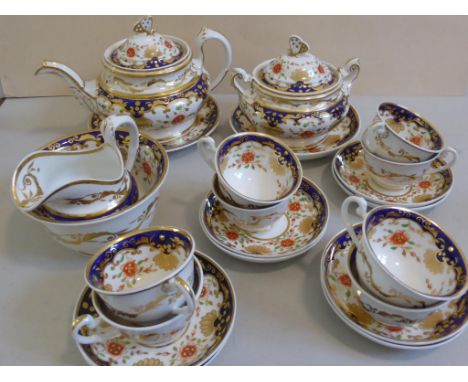 19TH CENTURY RIDGEWAY TEA SERVICE FOR 8 INC. TEAPOT, CREAM JUG AND SUCRIERE