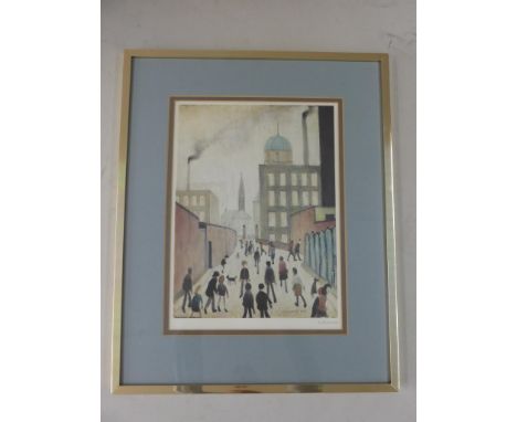 LAURENCE STEPHEN LOWRIE RBA RA (BRITISH 1867-1976) SALFORD STREET SCENE' OFFSET LITHOGRAPH SIGNED L.S.LOWRY LOWER RIGHT IN PE