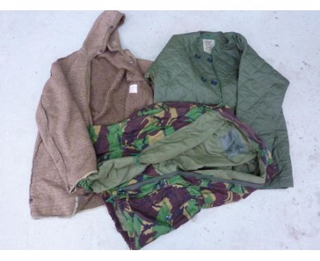 BRITISH ARMY COMBAT SMOCK, BRITISH ARMY COLD WEATHER  QUILTED LINER AND AN IRAQI DITTO