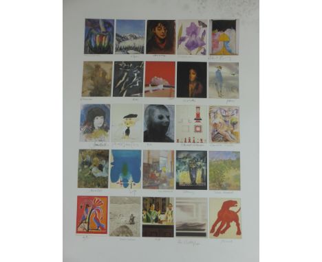 'FOUNDERS PRINT' LARGE LITHOGRAPH WITH 25 POSTCARD SIZE IMAGES EACH SIGNED BY ARTISTS INC. SONIA LAWSON, JOHN WRAGG, ELIZABET