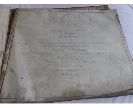 LEDBURY ENCLOSURE AWARD, A LARGE LEATHER BOUND VOLUME, SET OF MAPS OF THE PARISH OF LEDBURY, TROPHIMUS FULLJAMES & WILLIAM WO