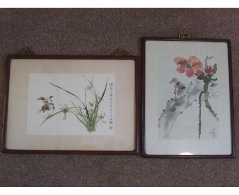 2, 19TH CENTURY CHINESE WATERCOLOURS EACH WITH A SEAL/ CHARACTER MARK, APPROX. 36 X 24 AND 37.5 X 26.5 cm