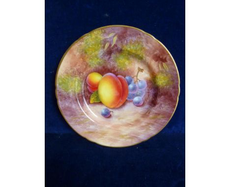 ROYAL WORCESTER PLATE 6.5 INS DEC FRUIT SIG MAYBURY, APPROX. 6 ins. DIA.