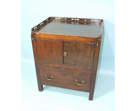 A Georgian mahogany tray-top commode, 61cm wide, 74cm high, (cut-down). 