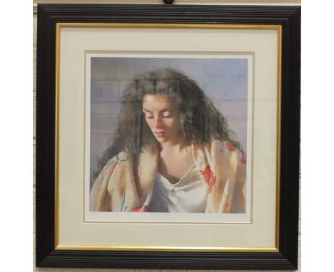 After R O Lenkiewicz, 'Study of Anna', a limited-edition coloured lithograph, 39.5 x 39cm, signed, titled and numbered 560/75