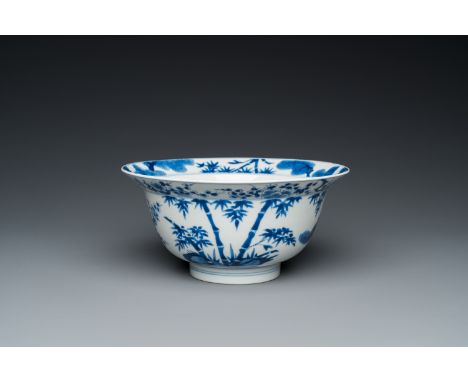 Fullt title: A Chinese blue and white 'Three friends of winter' bowl, Kangxi mark and of the periodDescription: Dia.: 21 cm -
