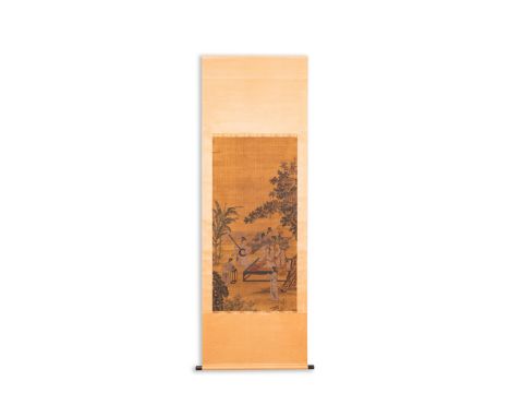 Fullt title: Chinese school: 'Elegant musical gathering', ink and colour on silk, probably MingDescription: Dim.: 239,5 x 80,