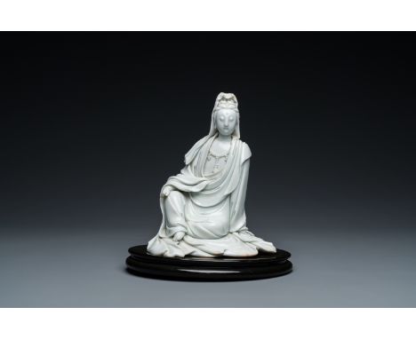 Fullt title: A Chinese Dehua blanc de Chine figure of Guanyin, He Zhang Yong Yin ____ mark, KangxiDescription: H.: 22 cm (inc
