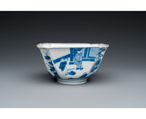 Fullt title: A Chinese square blue and white bowl, Chenghua mark, KangxiDescription: L.: 15 cm - H.: 7,5 cm Condition: (UV-ch