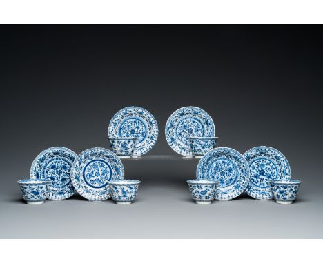 Fullt title: Six Chinese blue and white cups and saucers, Yu _ mark, KangxiDescription: Dia.: 13 cm (the saucers)Dia.: 8 cm -