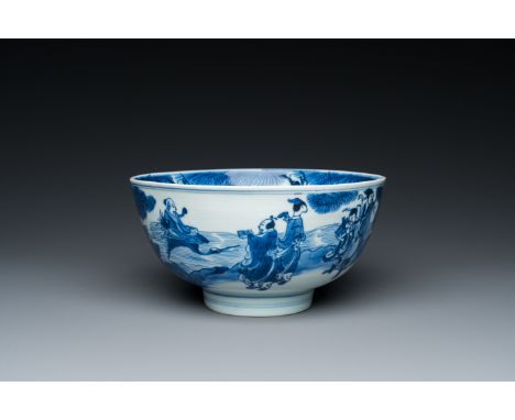 Fullt title: A Chinese blue and white 'immortals' bowl, Shen De Tang Bo Gu Zhi ______ mark, KangxiDescription: Dia.: 20 cm - 