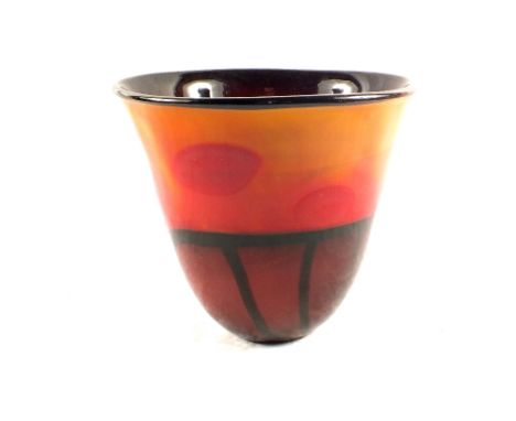 An Art Glass jardiniere with red, yellow and mauve decoration 