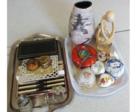 Various Poole china, cutlery etc (two trays)