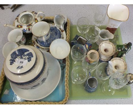 A Booths Real Old ginger jar, Radford plate plus other china and glass (two trays)