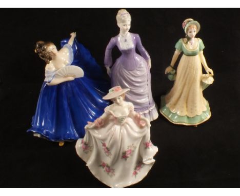 Royal Doulton figurine Elaine HN 2791, Coalport Sarah and Emma plus Royal Worcester Sweet Rose