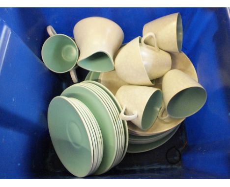 Various Poole twin tone pottery dinner and tea wares