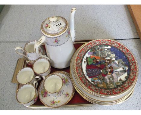 A Royal Albert Chintz coffee set plus Royal Worcester Christmas plates