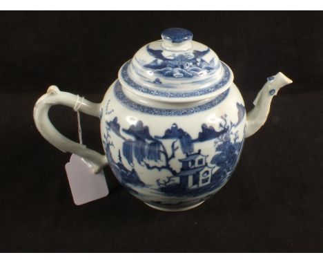An 18th Century Chinese blue and white landscape teapot