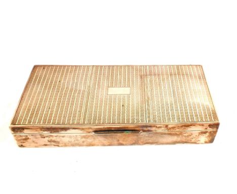 An engine turned Silver box with presentation plate inside lid, marked Sterling