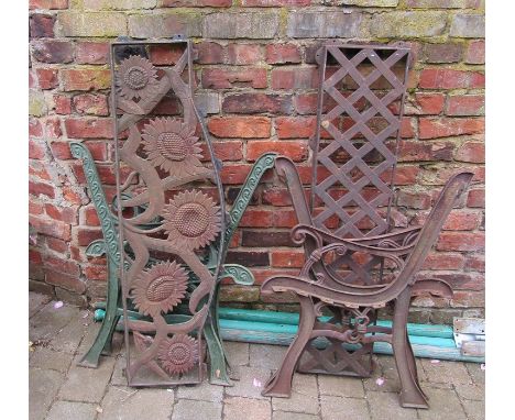 2 pairs of cast iron bench ends and backs