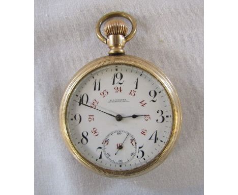 R A Wright Lethbridge, Alta, Longines gold plated pocket watch no 1974067 D 55 mm
