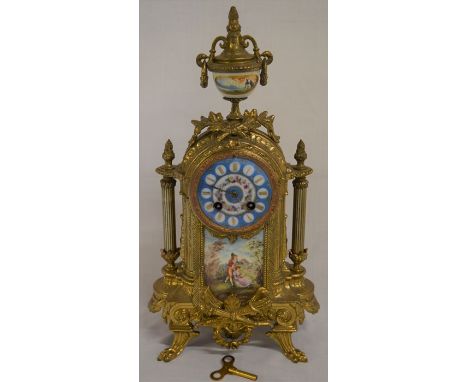 Ornate French mantel clock with Vincenti et Cie bell movement Ht 42cm