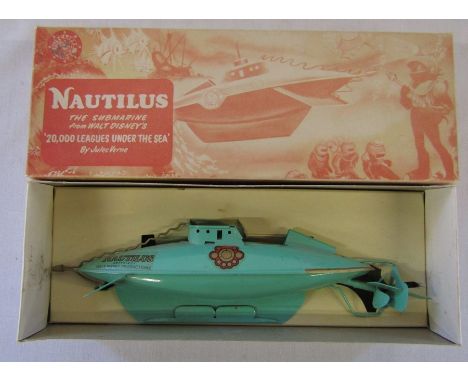 Boxed Nautilus clockwork submarine model based on the Walt Disney film '20,000 Leagues Under the Sea' made by Sutcliffe