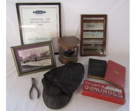 Railway interest - British Rail (Midlands) small mirror, British Rail rule book 1950, Caledonian Railway rule book 1921, tick