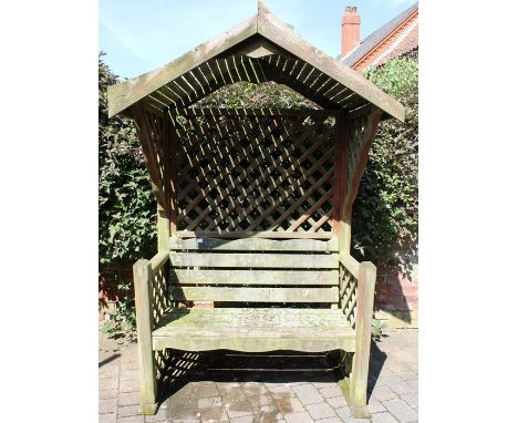 Large wooden gazebo garden bench Ht 230cm W 138cm