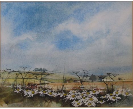 Framed watercolour of a rural scene by David Morris 48 cm x 42.5 cm (size including frame)