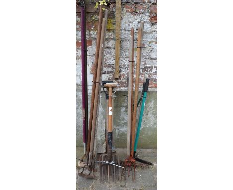 Gardening tools including spades, hoes, rakes etc&nbsp;