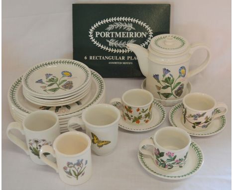6&nbsp; Portmeirion placemats, 6 dinner plates, 5 side plates, coffee pot with stand, 3 cups &amp; saucers &amp; 3 mugs