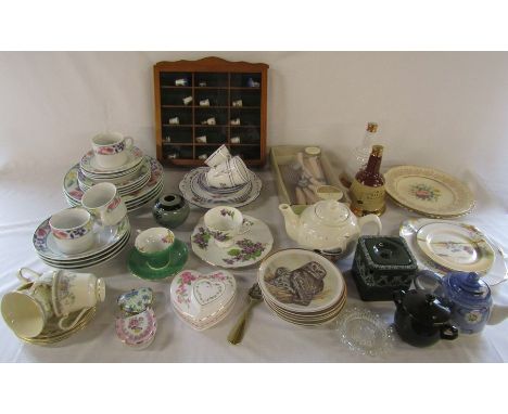 Various ceramics inc Royal Doulton 'Juliet' cups and saucers, Adderley, Royal Doulton hunting plate, trinket pots, Wade heart