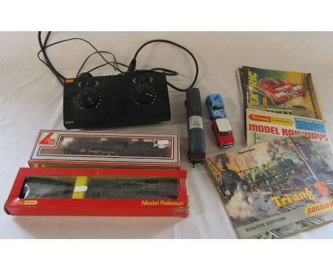 HM 2000 model train controller, Tri-ang Hornby R2595 4-6-2 'Britannia' loco with R35 tender, Lima 205120 MWG etc