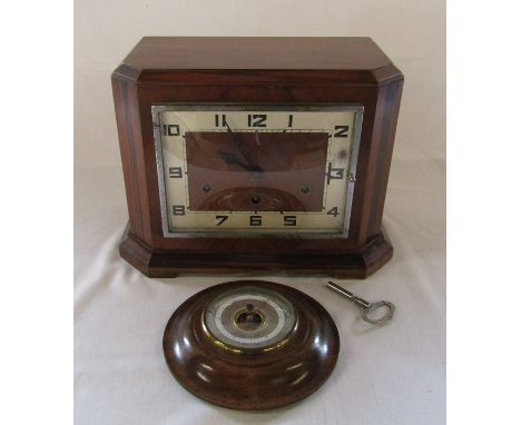 Art Deco style wooden mantel clock&nbsp; L 33.5 cm H 24 cm and a Short &amp; Mason stormoguide