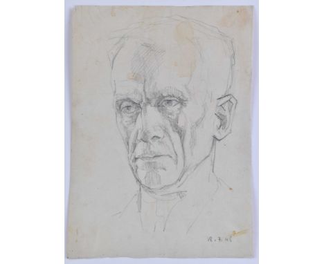   Heinrich BURKHARDT (1904-1985)  " Selbstportrait" Zeichnung- Graphit auf Papier, 26 cm x 19 cm, signiert verso, vorne unten