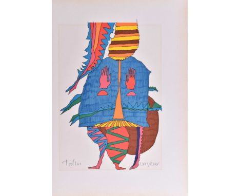   Heinz TRÖKES (1913-1997)  "Ohne Titel" Grafik - Farbsiebdruck, 40,5 cm x 28 cm, Nr. 71/75, links unten handsigniert,  Wvz. 