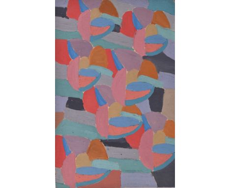   Hermann BACHMANN (1922-1995)  "Ohne Titel (Figurinen)" Gemälde Öl/Karton, 16,3 cm x 25,2 cm, verso signiert und datiert 195