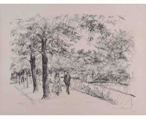   Hans MEID (1883-1957)  "Baden Baden" (um 1916) Grafik-Lithografie, Sichtmaß: 30,5 cm x 39,5 cm, rechts unten handsigniert, 
