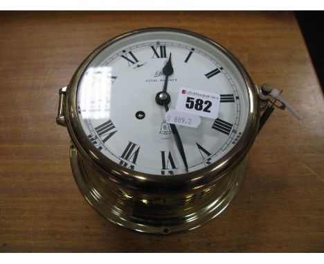 Reproduction Brass Ships Clock 'Royal Mariner", seven jewels made in West Germany. 