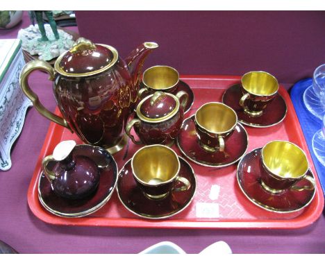 A Carltonware 'Royge Royale' Part Coffee Service, (coffee pot, sugar, five cups, ten saucers), and a matching jug:- One Tray 