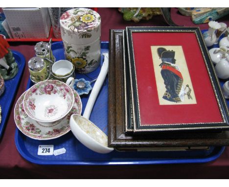 Patricia Labistour Pair of Naval Themed Silhouettes, Mason's jar, condiment set, ladle etc:- One Tray 