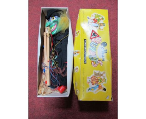 Pelham Puppet 'Wicked Witch', complete original yellow box and instruction leaflet.