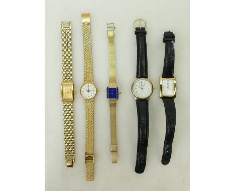 Five ladies fashion watches: 5 x ladies modern fashion watches including Seiko, Citizen, Rotary, etc. All appear to be quartz