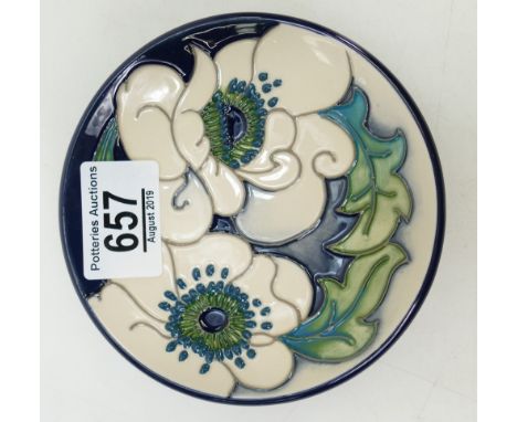 Moorcroft Snowsong Coaster: Designed by Rachel Bishop. 10cm in diameter, 1st in quality