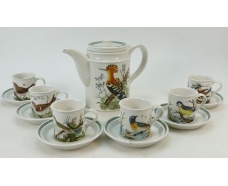 Portmeirion Birds of Britain Coffee set: Six cups, six saucers and a coffee pot.