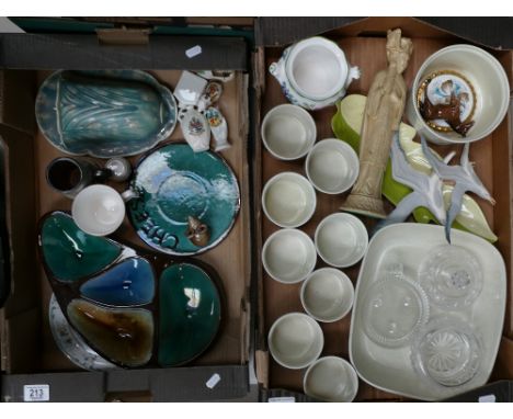 A mixed collection of items to include: Guernsey Pottery Cheese dish, shielded items, Royal Doulton Sand sprite patterned din