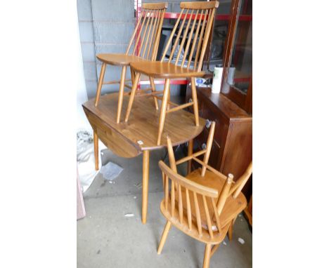 Mid Century Ercol style table and 4 chairs: