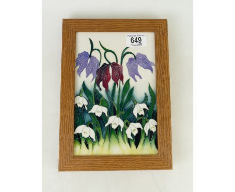 Moorcroft Alpine Meadow patterned plaque: boxed, 20 x 27cm 