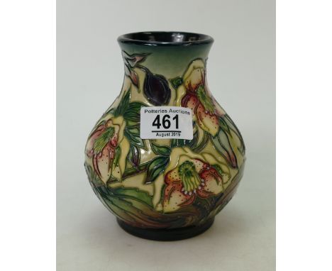 Moorcroft Hellebore Squat vase: seconds in quality, boxed, height 15.5cm